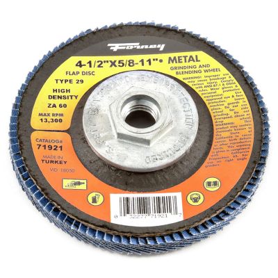 FOR71921 image(0) - Forney Industries Flap Disc, High Density, Type 29, 4-1/2 in x 5/8 in-11, ZA60