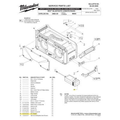 MLW42-04-0022 image(0) - Milwaukee Tool AC Adapter for M18 Bluetooh Jobsite Radio MLW2952-20