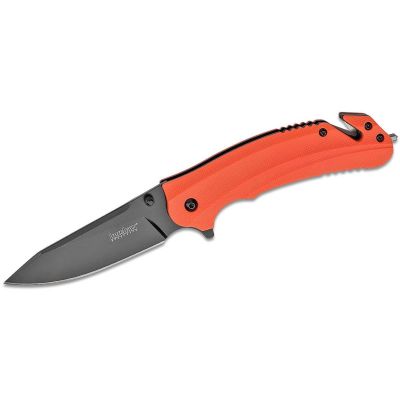 KER8650 image(0) - Kershaw Barricade Assisted Open Liner Lock Drop Point Blade Rescue Folding Pocket Knife - Color Orange