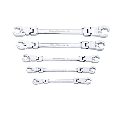 KDT89100 image(0) - GearWrench 5 Piece Ratcheting Flex Head Flare Nut SAE Wrench Set