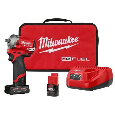 MLW2554-22 image(0) - Milwaukee Tool M12 FUEL 3/8" Stubby Impact Wrench  Kit