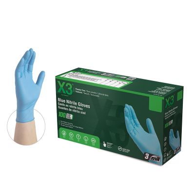 AMXX342100 image(0) - Ammex Corporation S Xtreme X3 Powder Free Textured Blue Nitrile