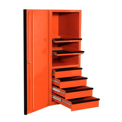 EXTEX2404SCQORBK image(0) - Extreme Tools EXQ Series 24in W x 30in D 4 Drawer and 3 Shelf Professional Side Cabinet - Orange with Black Handle