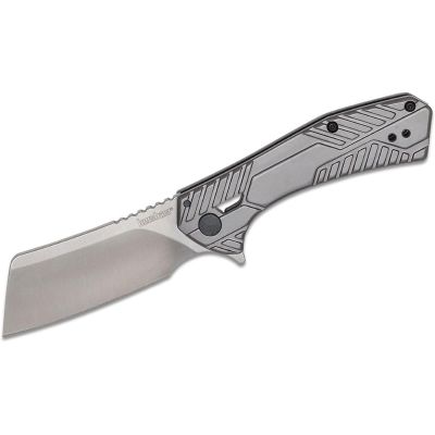 KER3445 image(0) - Kershaw Static Manual Frame Lock Cleaver Blade EDC Folding Pocket Knife - Gray