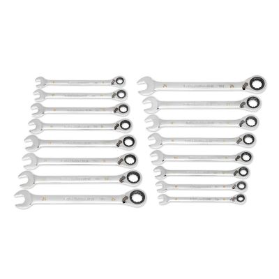 KDT86629 image(0) - GearWrench 16 Piece 90-Tooth 12 Point Metric Reversible Ratcheting Wrench Set