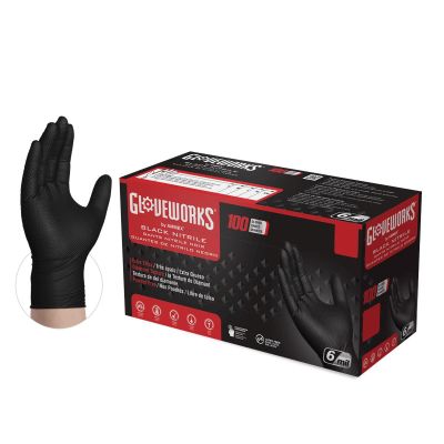 AMXGWBN48100 image(0) - Ammex Corporation Gloves Gloveworks Heavy Duty Black Nitrile XL