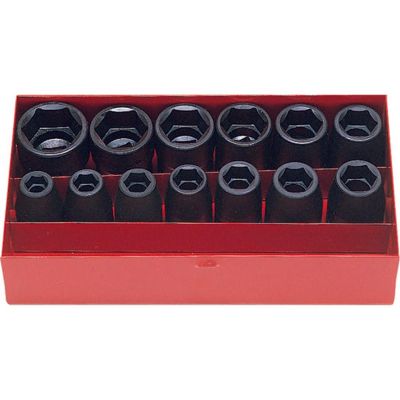 KKN14241M-05 image(0) - Ko-ken USA 14241M-05 1/2 Sq. Dr. 13 Piece Impact 12-Point Socket Set  10-27mm