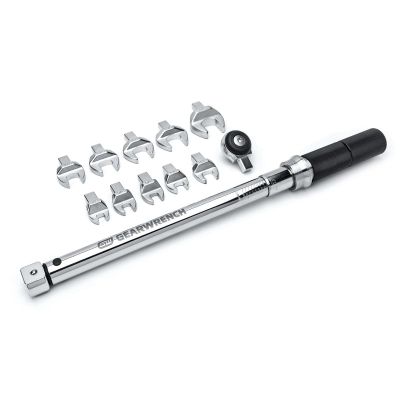 KDT89452 image(0) - GearWrench 12 Piece 3/8 Inch Drive SAE Open End Interchangeable Torque Wrench Set