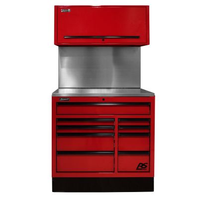 HOMRDCTS41001 image(0) - Homak Manufacturing 41 in. Centralized Tool Storage(CTS) Set includes Roller Cabinet,Canopy,Support Beams,Base Guard, Stainless Steel Top, Leg Levelers, and Solid Back Splash