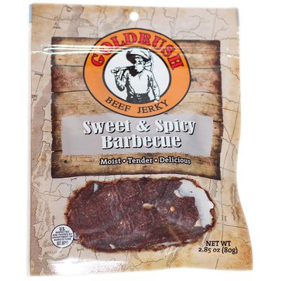 GRJ72138 image(0) - Gold Rush Jerky Sweet & Spicy Barbecue 2.85 oz. Beef Jerky - 12 Count (3 lbs.)