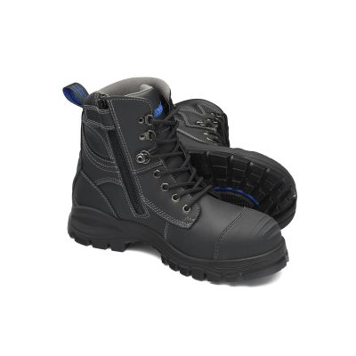 BLU997-090 image(0) - Blundstone Steel Toe Lace Up Side Zip, Water Resistant, Bump Cap, Black, AU size 9, US size 10