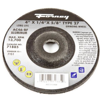 FOR71885 image(0) - Forney Industries Grinding Wheel, Aluminum, Type 27, 4 in x 1/4 in x 5/8 in