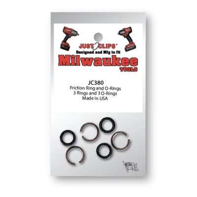 JSCMCT38010 image(0) - JUST CLIPS 3/8" FRICTION RINGS & O-RINGS FOR MILWAUKEE TOOLS - 10 PACK