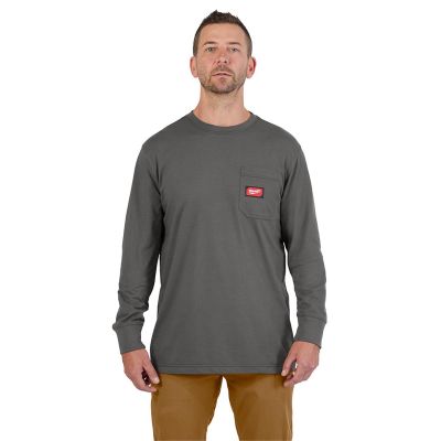 MLW606G-S image(0) - Milwaukee Tool GRIDIRON Pocket T-Shirt - Long Sleeve Gray S