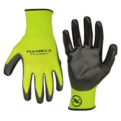 LEGGC300L-2X image(0) - Legacy Manufacturing Flexzilla® ZillaGrip™ Polyurethane Dip Gloves, Black/ZillaGreen™, 2-Pack, L