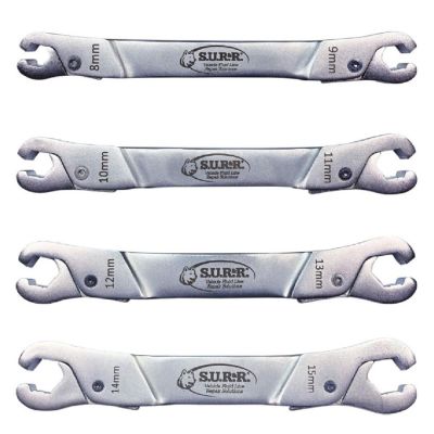 SRRRLW400 image(0) - S.U.R.&R. RLW400 Ratcheting Line Wrench Set of 4 with 4-Slot Pouch- SAE/Metric