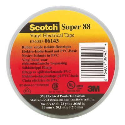 MMM06143 image(0) - 3M SCOTCH PREMIUM VINYL ELEC TAPE 88 GREY 10 ROLLS