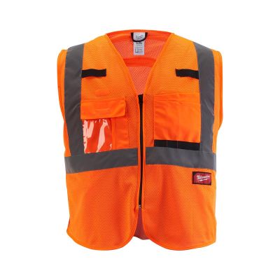 MLW48-73-5118 image(0) - Milwaukee Tool Class 2 High Visibility Orange Mesh Safety Vest - 4XL/5XL