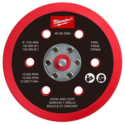 MLW49-36-2584 image(0) - Milwaukee Tool 6 Inch Hook and Loop Sander Backing Pad - Firm