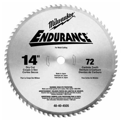 MLW48-40-4505 image(0) - Milwaukee Tool 14" Metal & Stainless Cutting Circular Saw Blade