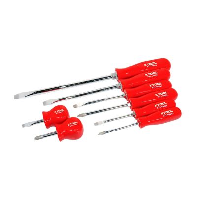 KTI19800 image(0) - K Tool International SCREWDRIVER SET PHILLIPS & SLOTTED 8PC RED