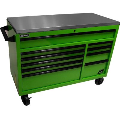 HOMLG04054014 image(0) - Homak Manufacturing 54" RSPro Rolling Workstation w/Stainless Steel Top Worksurface-Lime Green