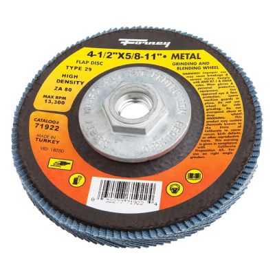 FOR71922 image(0) - Forney Industries Flap Disc, High Density, Type 29, 4-1/2 in x 5/8 in-11, ZA80