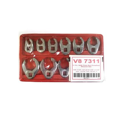 V8T7311 image(0) - V-8 Tools 11 PC. SAE FLARE NUT CROWFOOT WR. SET