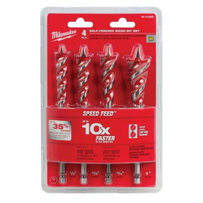 MLW48-13-0400 image(0) - Milwaukee Tool SPEED FEED Wood Bit 6-1/2" Set - 4 PC