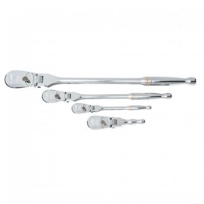 KDT81230T image(0) - GearWrench 4 Piece 1/4 Inch, 3/8 Inch & 1/2 Inch Drive 90-Tooth Flex Head Teardrop Ratchet Set