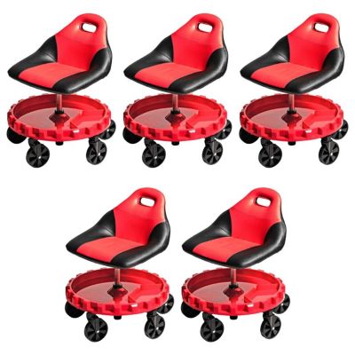 TRX2-700RPK5 image(0) - Traxion 2-700 ProGear Mobile Rolling Gear Race Seat with Tray and Five All Terrain Casters - Red - 5 Pack