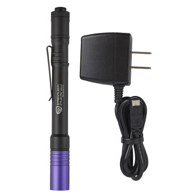 STL66148 image(0) - Streamlight Stylus Pro USB Rechargeable UV Penlight - Black: Rechargeable battery, 120V AC charge cord, nylon holster