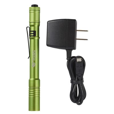 STL66145 image(0) - Streamlight Stylus Pro USB Bright Rechargeable LED Penlight - Lime: Rechargeable battery, 120V AC Charge cord, Pocket clip, Nylon holster