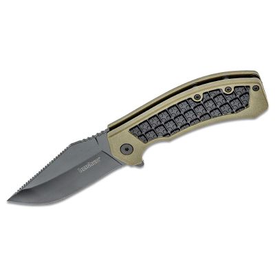 KER8760 image(0) - Kershaw Faultline Manual Open Inset Liner Lock Drop Point Blade EDC Folding Pocket Knife - Olive/Black