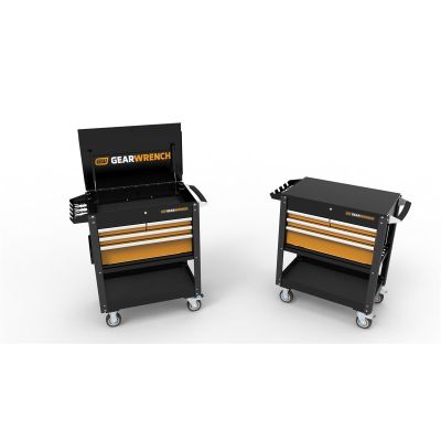 KDT83168 image(0) - GearWrench 33 Inch 4 Drawer Black & Orange Utility Cart