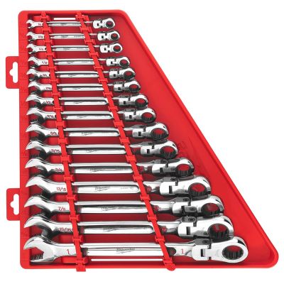 MLW48-22-9413 image(0) - Milwaukee Tool 15pc SAE Flex Head Ratcheting Combination Wrench Set