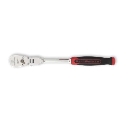 KDT81009P image(0) - GearWrench 1/4 Inch Drive 120XP Dual Material Flex Head Teardrop Ratchet 8 Inch