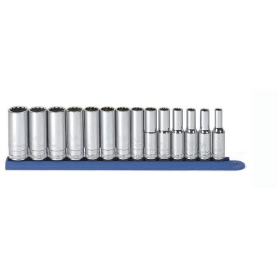 KDT80562 image(0) - GearWrench 14 Piece 3/8 Inch Drive 12 Point Deep Metric Socket Set