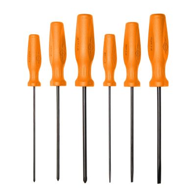 MAY27021LTHVO image(0) - Mayhew Mayhew Hi Vis Orange 6 PC Long Slotted & Phillips Screwdriver Set