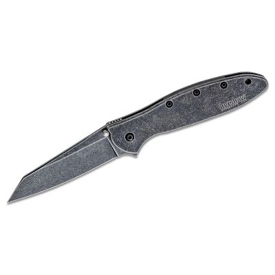 KER1660RBW image(0) - Kershaw Random Leek Assisted Open Frame Lock Reverse Tanto Blade EDC Folding Pocket Knife with BlackWash Finish - Blackwash