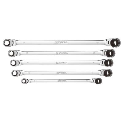 KTIXDDBM10 image(0) - K Tool International Ratcheting Wrenches Reversible Double Box Univ Spline 90 Tooth 5 pc Metric