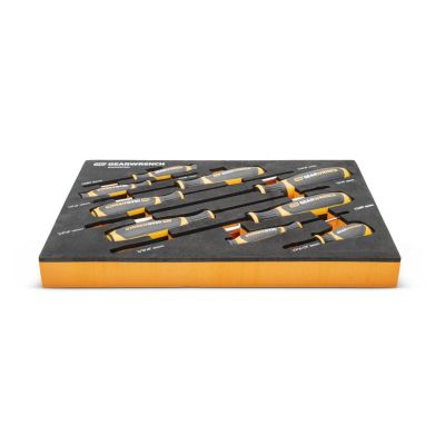 KDTGWMSSCRSL image(0) - GearWrench 9 Piece Slotted Dual Material Screwdriver Set Inch Foam Storage Tray