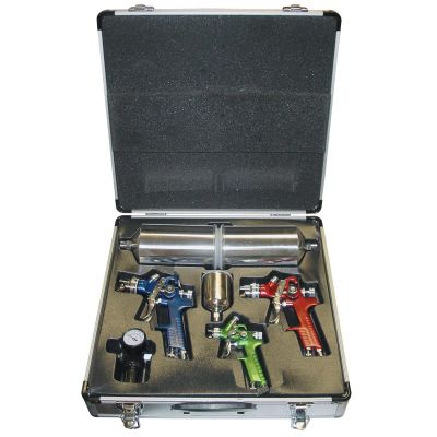 TIT19221 image(0) - TITAN 4 Pc. Hvlp Spray Gun Kit W/Aluminum Case