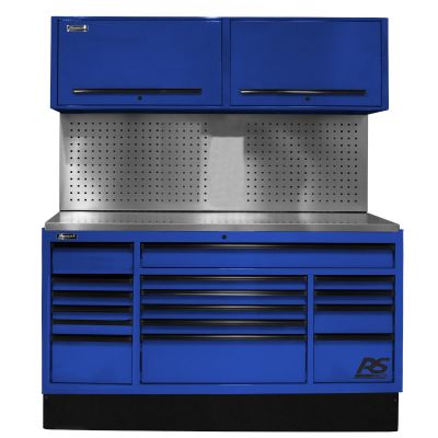 HOMBLCTS72002 image(0) - Homak Manufacturing 72 in. CTS Centralized Tool Storage with Tool Board Back Splash Set, Blue