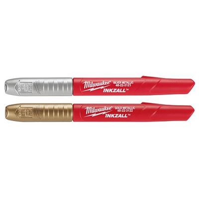 MLW48-22-3123 image(0) - Milwaukee Tool 2PK INKZALL Silver/Gold Metallic Fine Point Marker