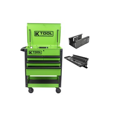 KTI75121KIT image(0) - K Tool International Service Cart 35 in. Premium 4 Drawer 500 lb. (Matte Neon Green) w/ Megnetic Accessories