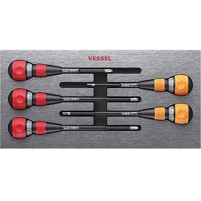 VES22005EVA image(0) - Vessel Tools 2200 Ball Ratchet Screwdriver 5pcs set in EVA FOAM