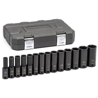 KDT84955N image(0) - GearWrench 14 Piece 1/2 Inch Drive 6 Point Deep Impact Metric Socket Set