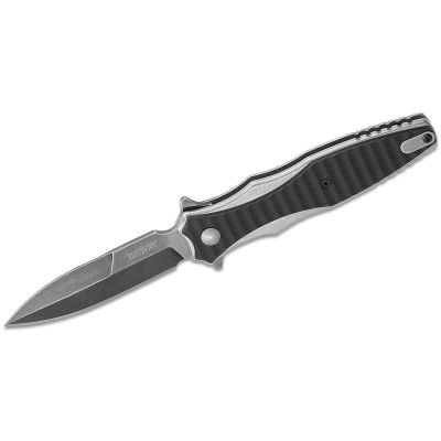 KER1559 image(0) - Kershaw Decimus Assisted Open Frame Lock Single Edge Spear Point Blade EDC Folding Pocket Knife with BlackWash Finish - Silver/Black