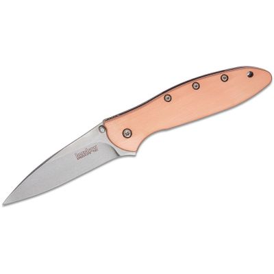 KER1660CU image(0) - Kershaw Leek Assisted Open Liner Lock Drop Point Blade EDC Folding Pocket Knife - Copper